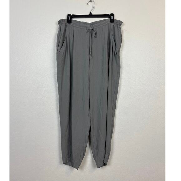Eileen Fisher Grey Silk Draw String Straight Leg Comfortable Pants Large - Picture 2 of 9